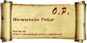 Ohrenstein Petur névjegykártya